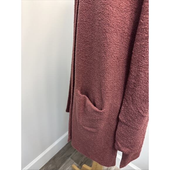 Barefoot Dreams Cozy Chic Rose Burgundy Open Front Cardigan Soft Knit M - Picture 3 of 15